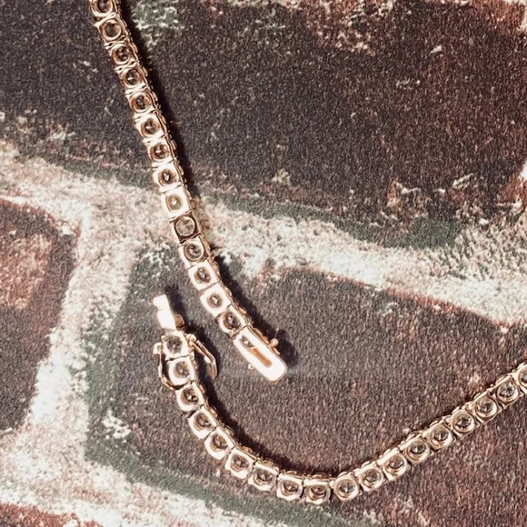 Iced Out Rose Gold Hip Hop Tennis Chain CZ Stones High Gloss 18IN 5MM - Picture 4 of 4